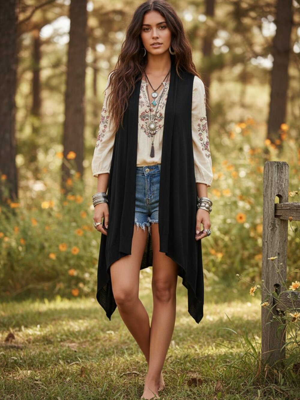 BCBG Maxazria Black Cardigan Vest Lagenlook Artsy Whimsigoth Grunge Minimalist